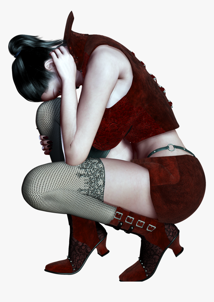 Sad Girl Sitting Png, Transparent Png