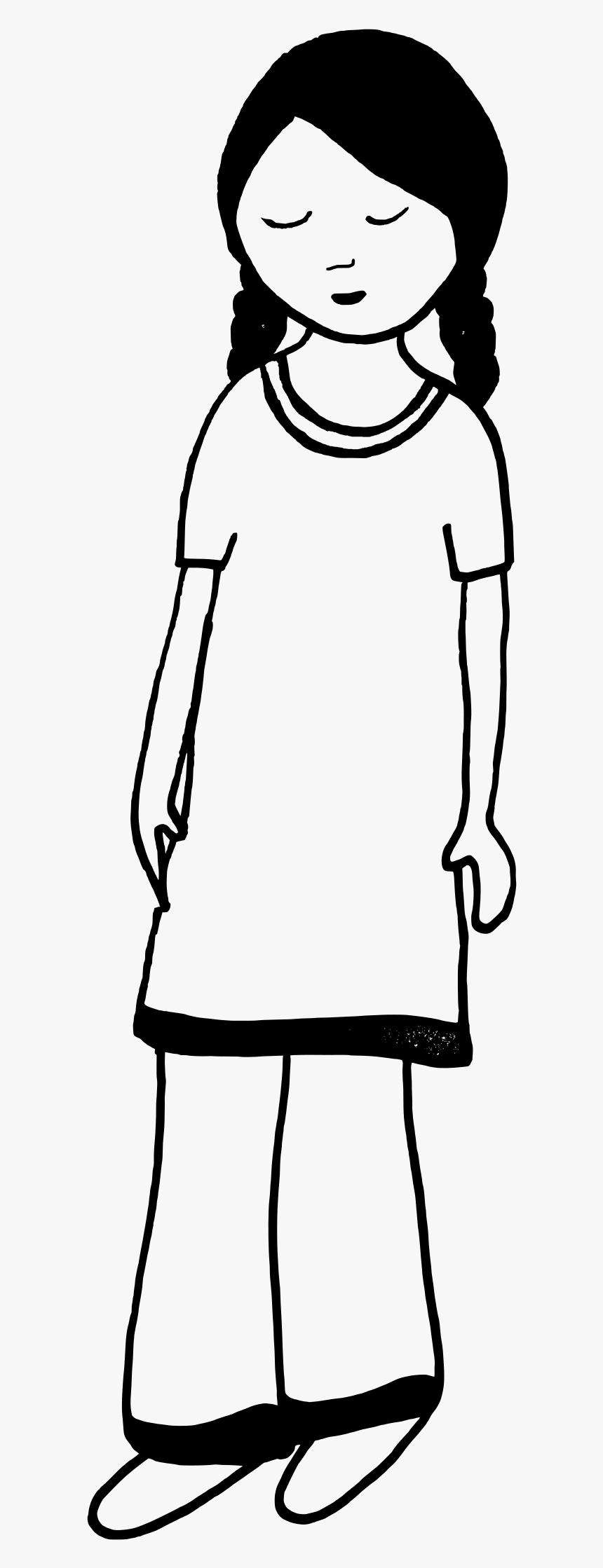 Sad Girl - Vector - Girl Black And White, HD Png Download