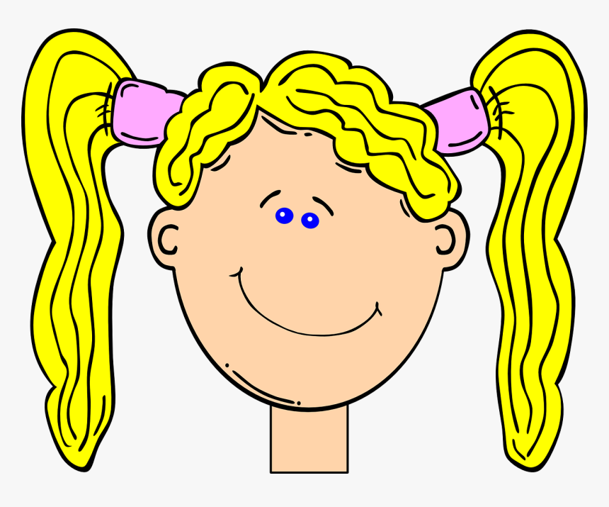Transparent Blonde Clipart - Girl Face Black And White Clipart, HD Png Download