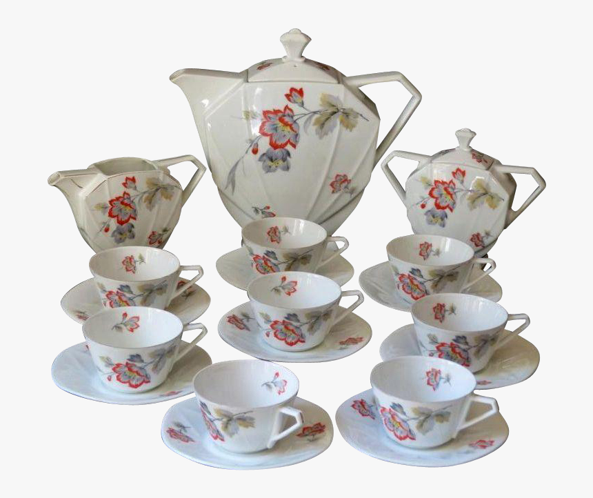 Luxury Art Deco Porcelain Tea Set - Czechoslovakia Tea Set, HD Png Download