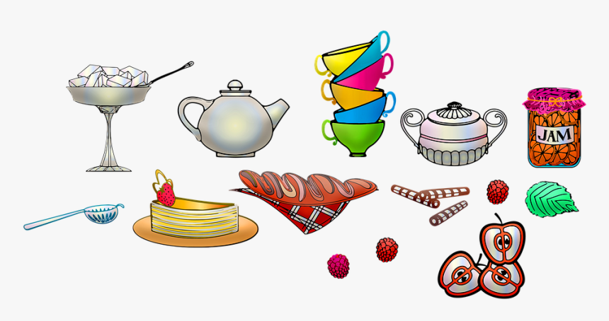 Tea Set, High Tea, Sweets, Cake, Bread, Jam, Cups, HD Png Download