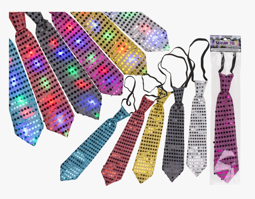 Corbata Con Lentejuelas Y 6 Led Parpadeantes 100% Poliéster - Graphic Design, HD Png Download