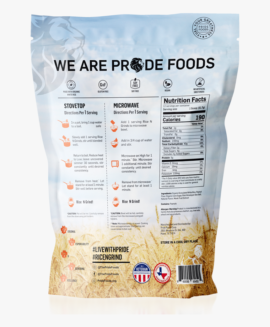 100% Natural Hot Rice Cereal - Rice N Grinds, HD Png Download