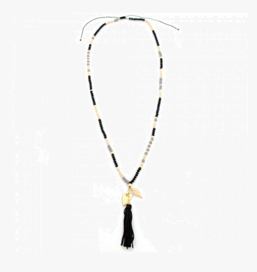 Collar Graduable Largo Muranos Negros Borla - Illustration, HD Png Download