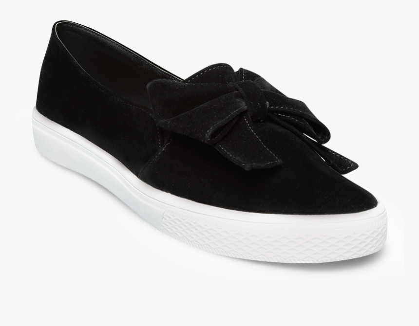 13-251 Tenis Casual Negro De Terciopelo Con Moño - Slip-on Shoe, HD Png Download