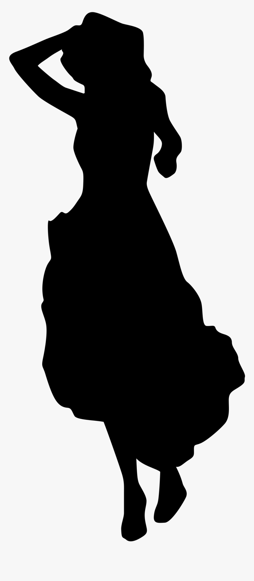 Dress Silhouette Woman Clip Art - Girl In Dress Silhouette Png, Transparent Png