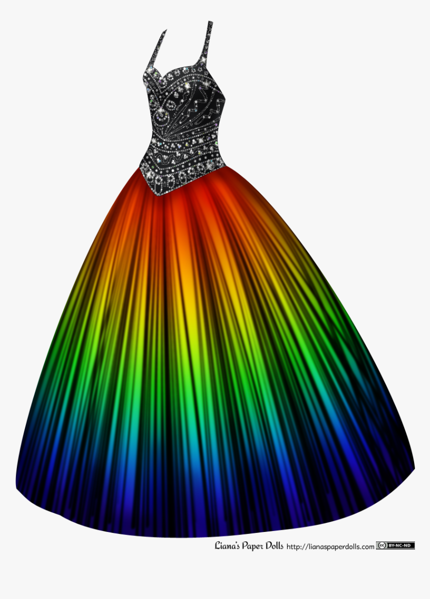 Drawn Costume Transparent - Rainbow Ball Gown, HD Png Download