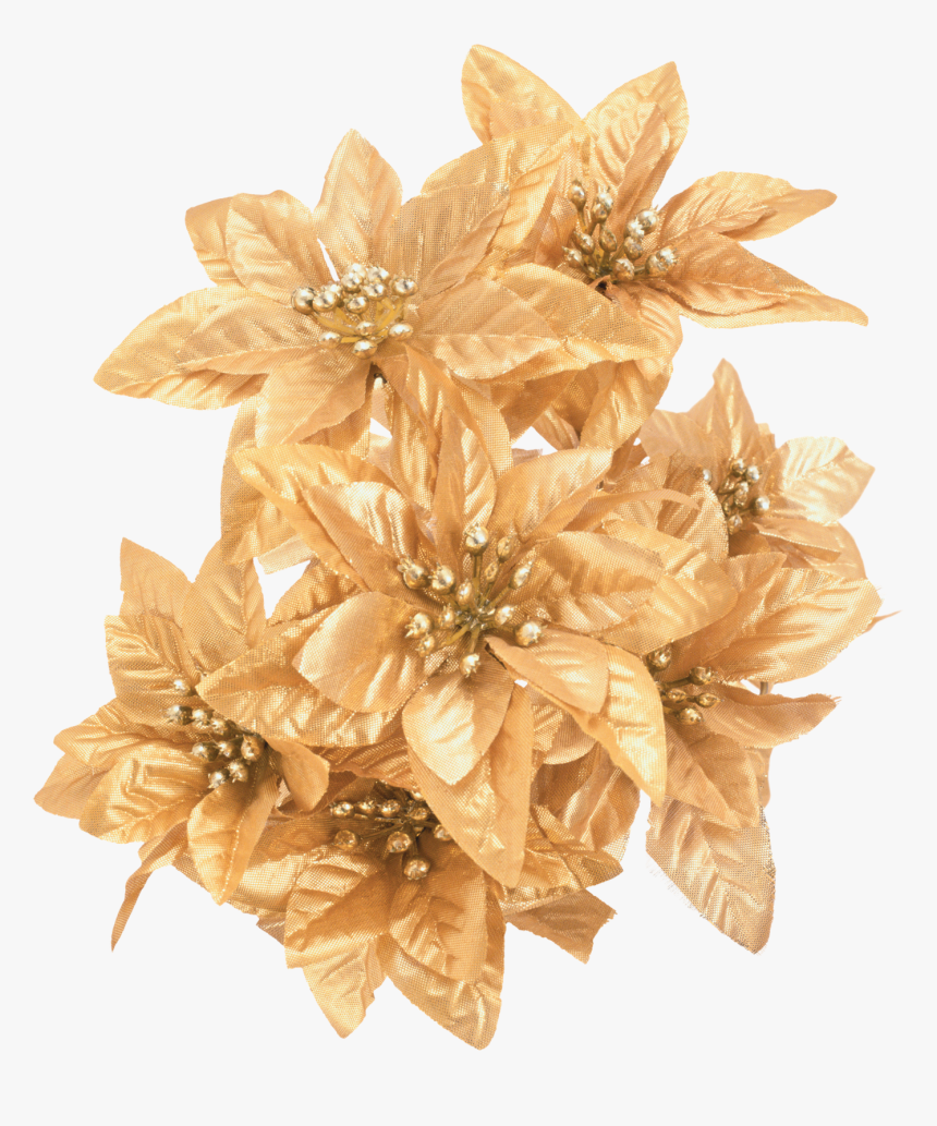 Adornos Luces Y Campanas De Navidad Png - Gold Christmas Flower Png, Transparent Png