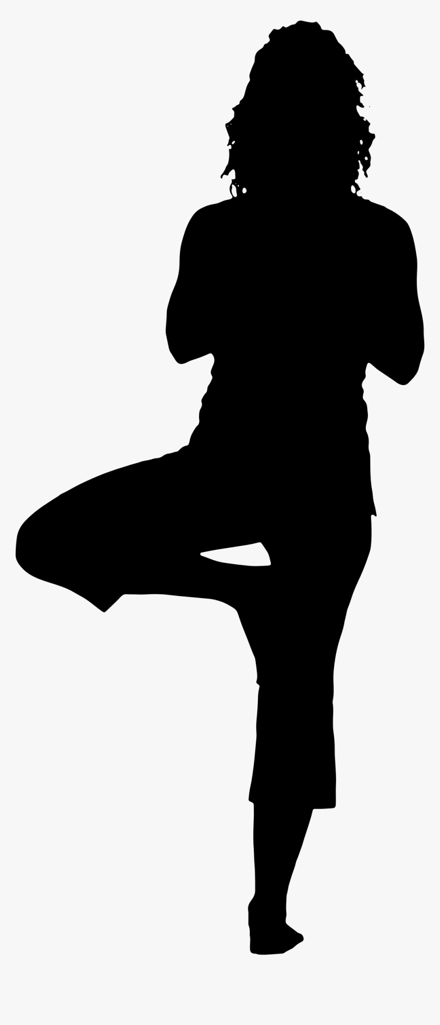 Woman Yoga Pose Silhouette - Silhouette Of Tree Pose, HD Png Download