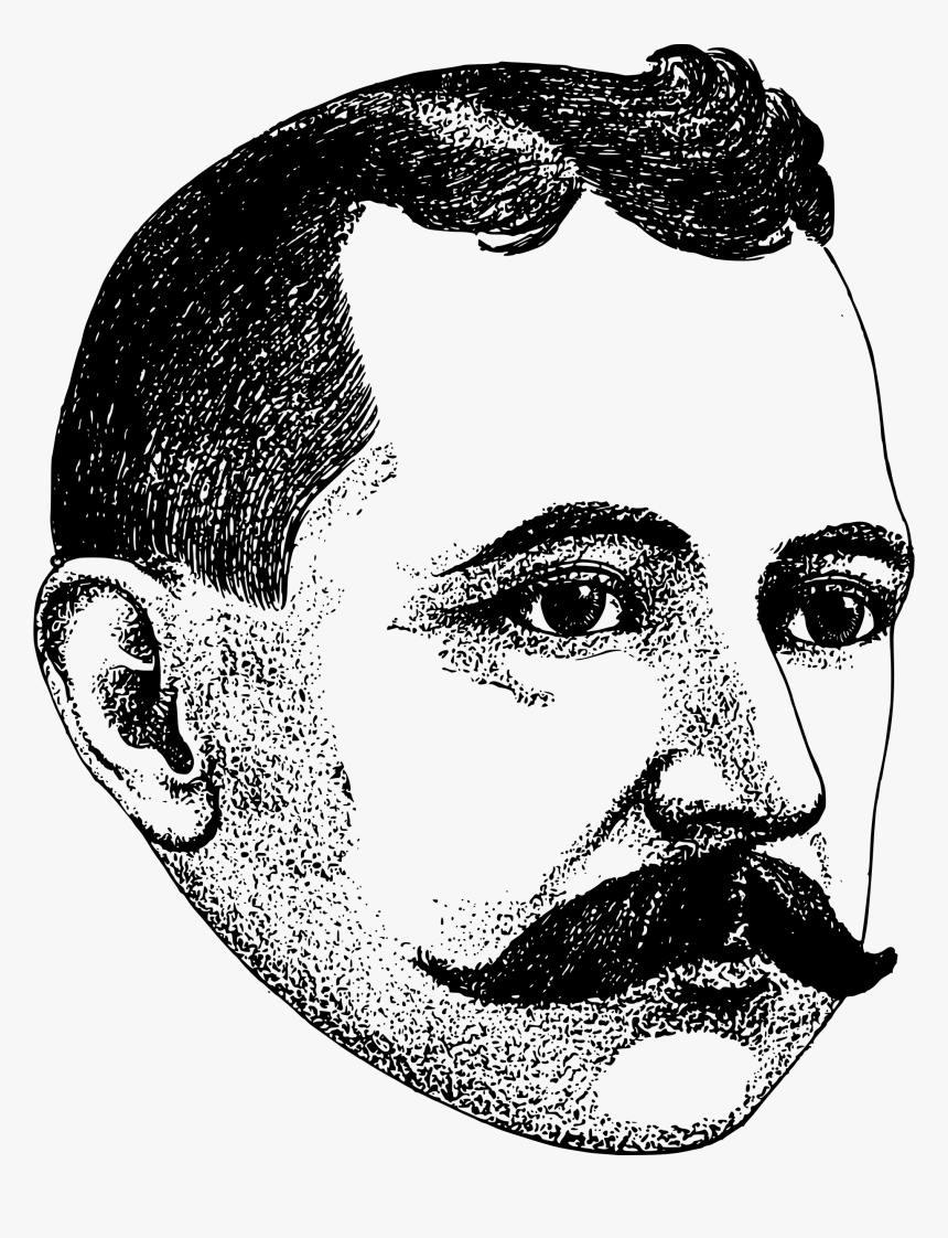 Clipart Shy Man Bw Big Image Png - Man With Mustache Png, Transparent Png