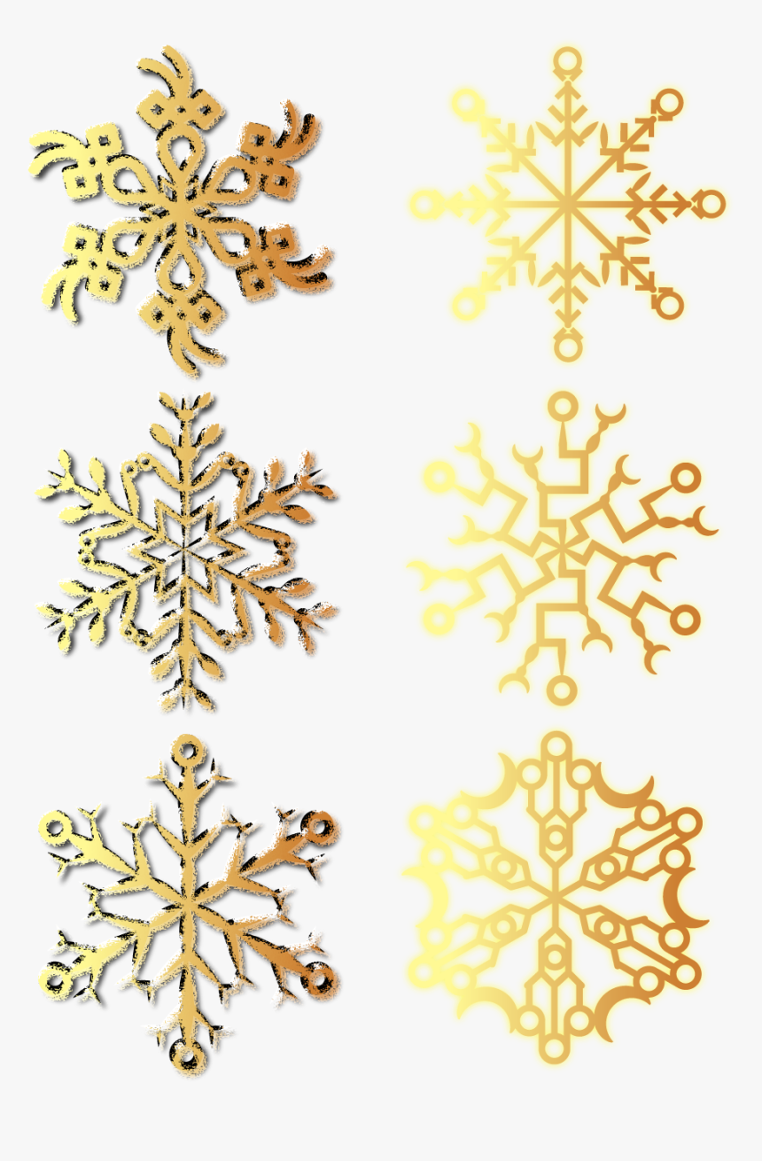 Transparent Gold Snowflakes Png - Motif, Png Download
