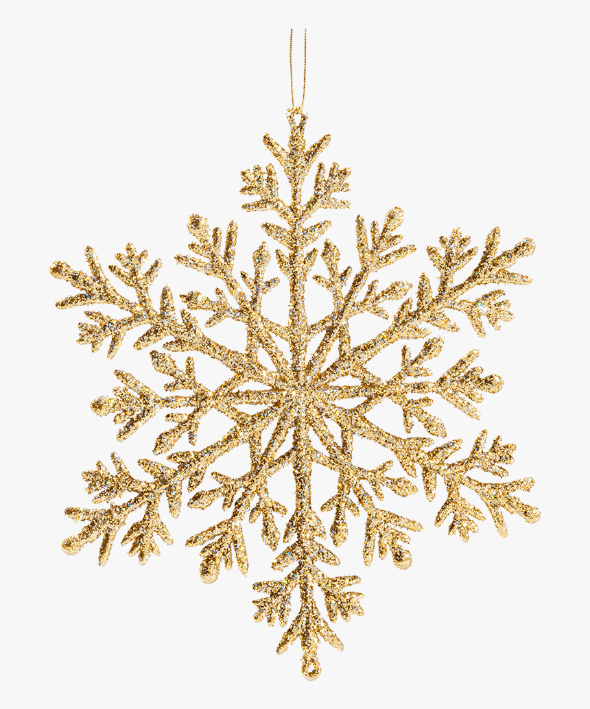 Snowflake With Glitter, Gold, 21cm - Silver And Gold Snowflakes Vector