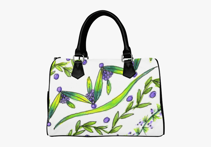Dancing Green, Purple Vines, Grapes Zendoodle Boston - Handbag, HD Png Download