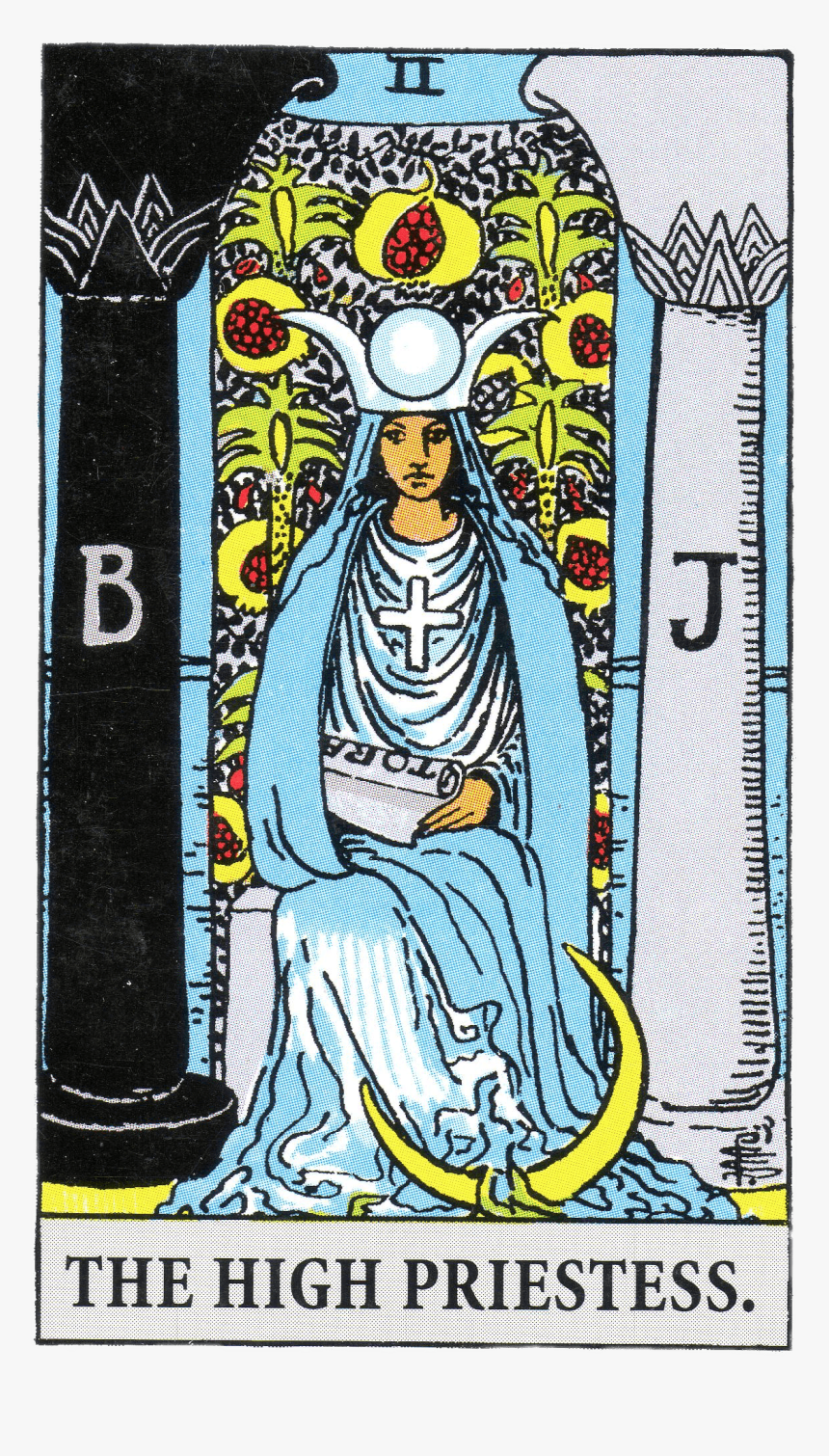 Tarot Card The High Priestess - Rider Waite Tarot High Priestess, HD Png Download