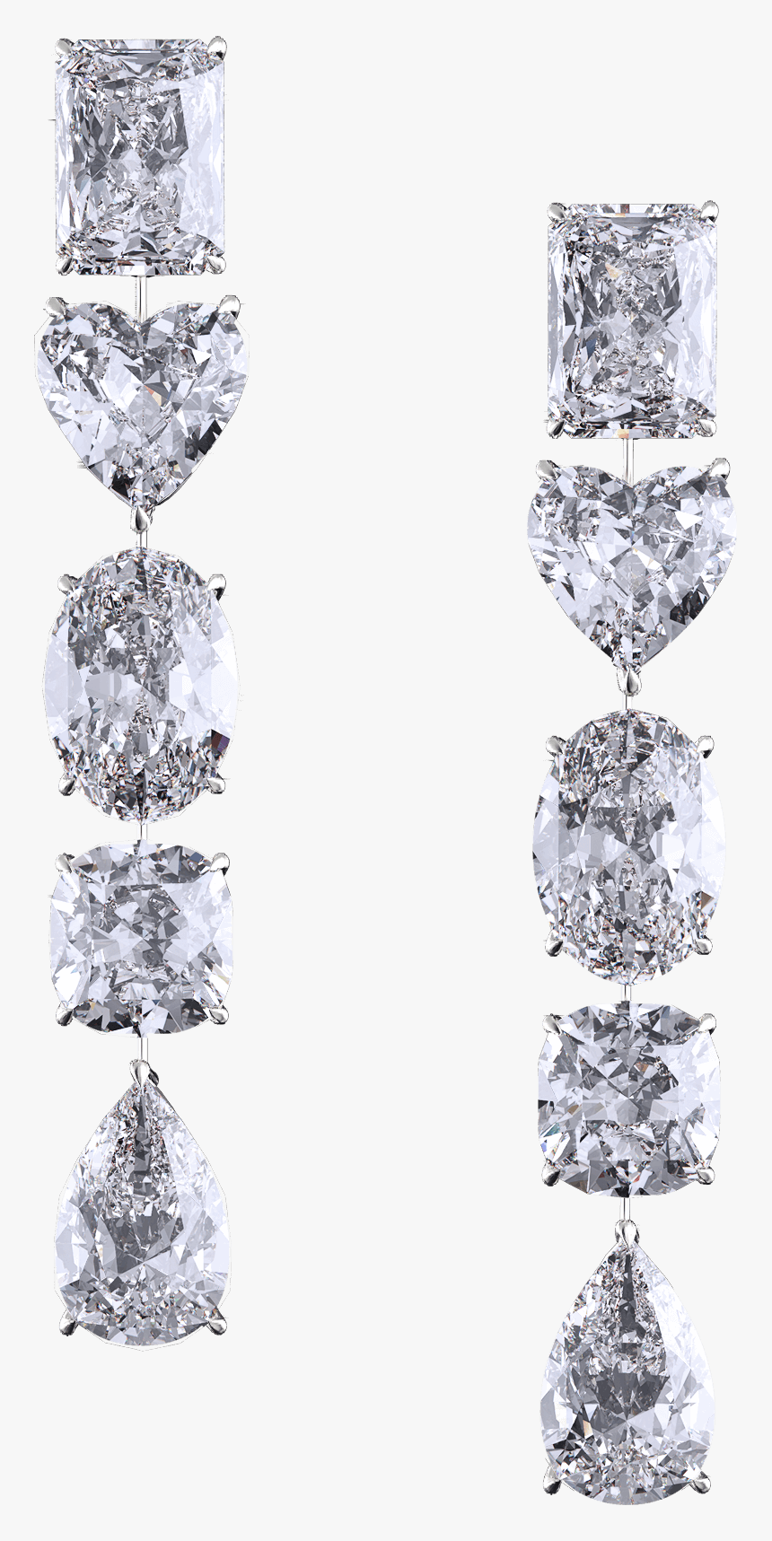 Multi Shape Diamond Earring, HD Png Download