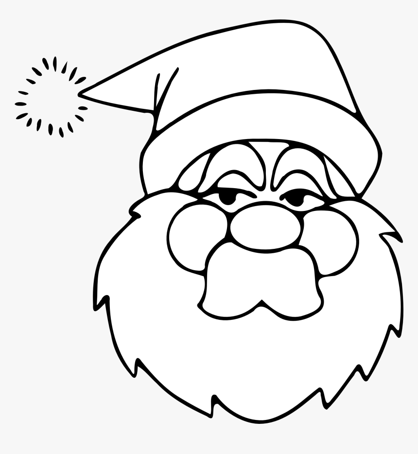 Zeimusu Santa Black White Xmas Christmas 555px - Santa Face Without Hat, HD Png Download