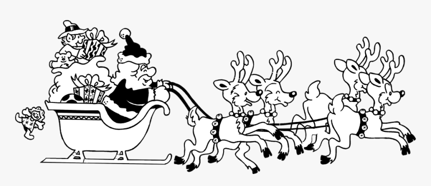 Santa Free Stock Photo - Santa Sleigh Clipart Black And White, HD Png Download