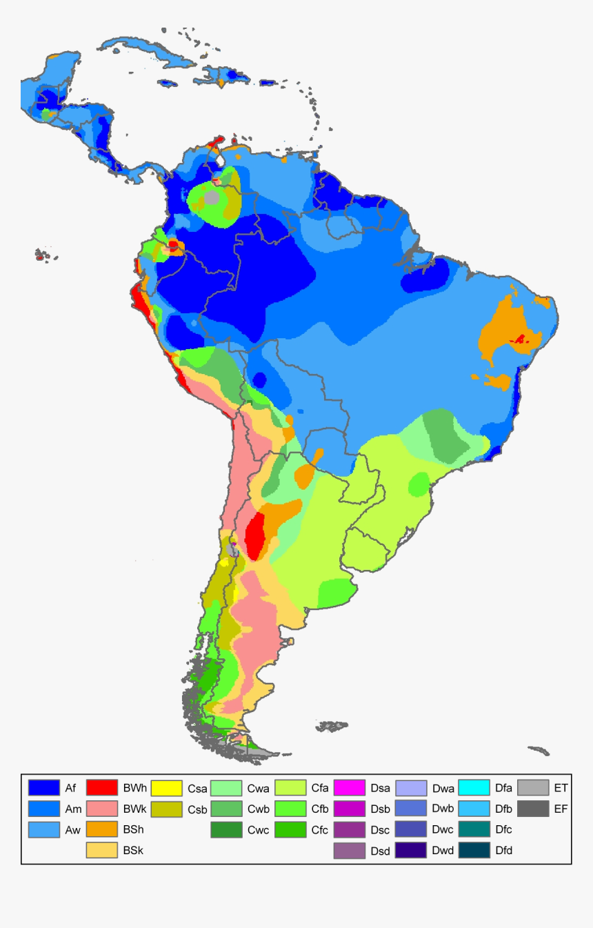 South America Köppen Map - South America Koppen Climate, HD Png Download