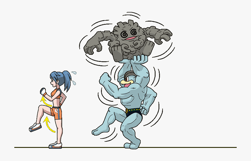 Machamp Graveler Pokemon Battle Girl Npc Trainer カイリキー - Cartoon, HD Png Download