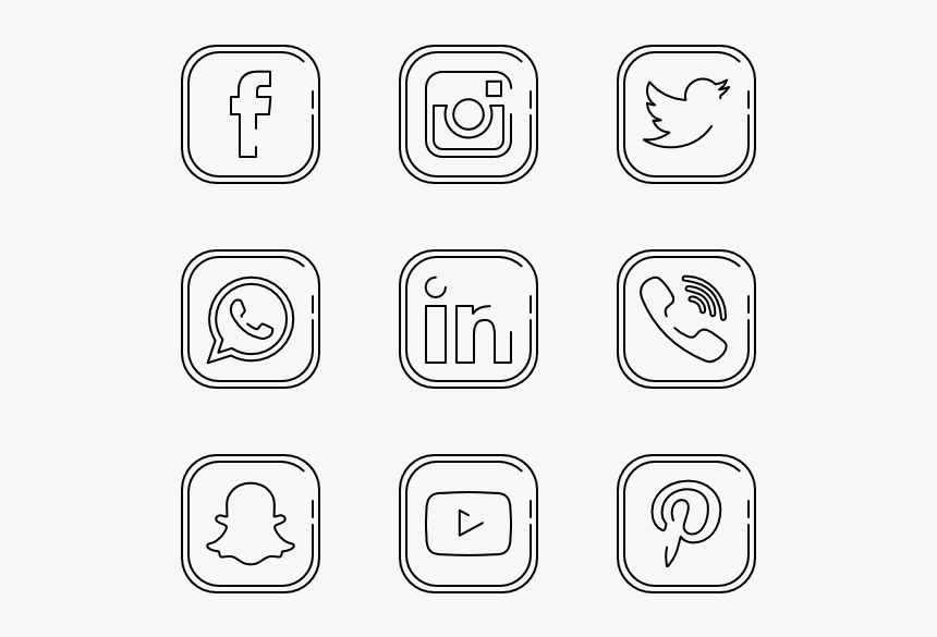 Essential Set - Social Media Icons Line, HD Png Download