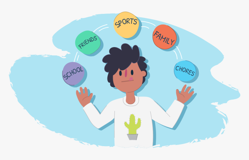 Boy Juggling Balls With Issues On Them - Healthy Living Cartoon Png, Transparent Png