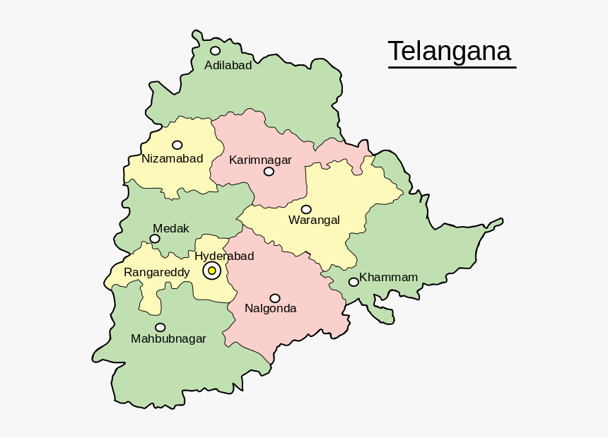 Telangana State Map With Districts Telangana Map Mal - Telangana Map 10 Districts, Hd Png Download ,  Transparent Png Image - Pngitem
