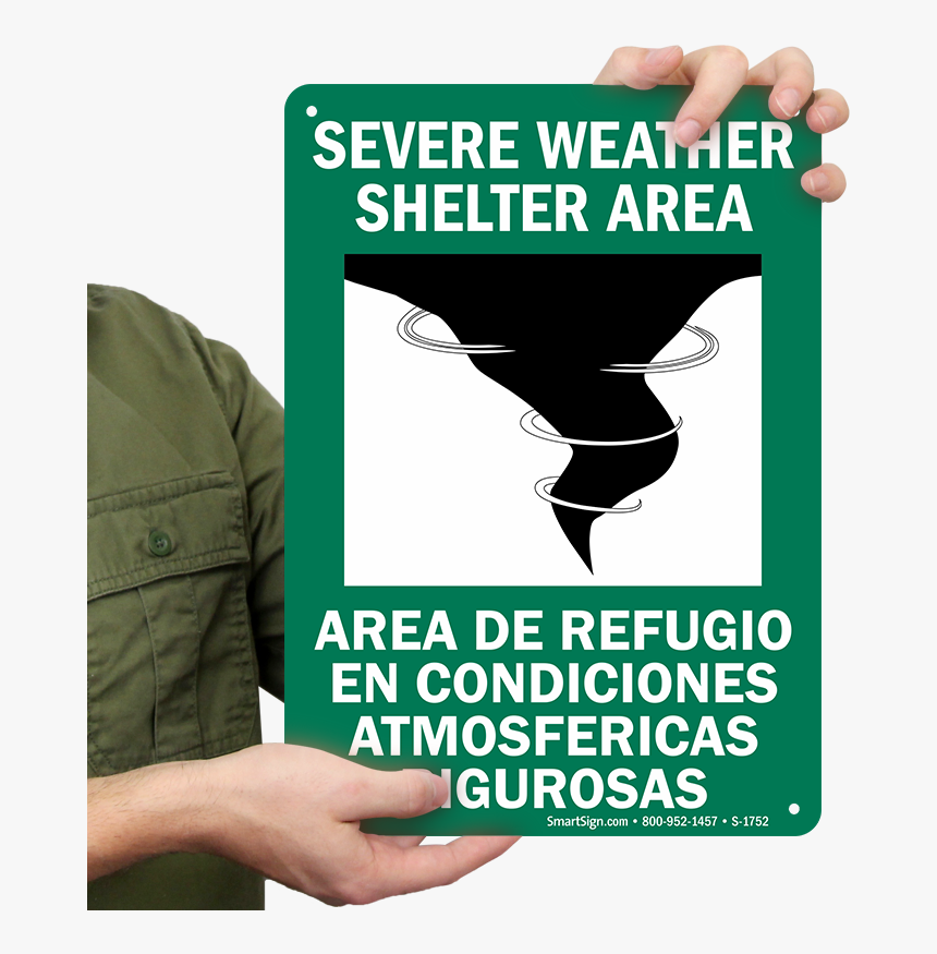 Bilingual Emergency Shelter Sign - Severe Weather Safe Area, HD Png Download