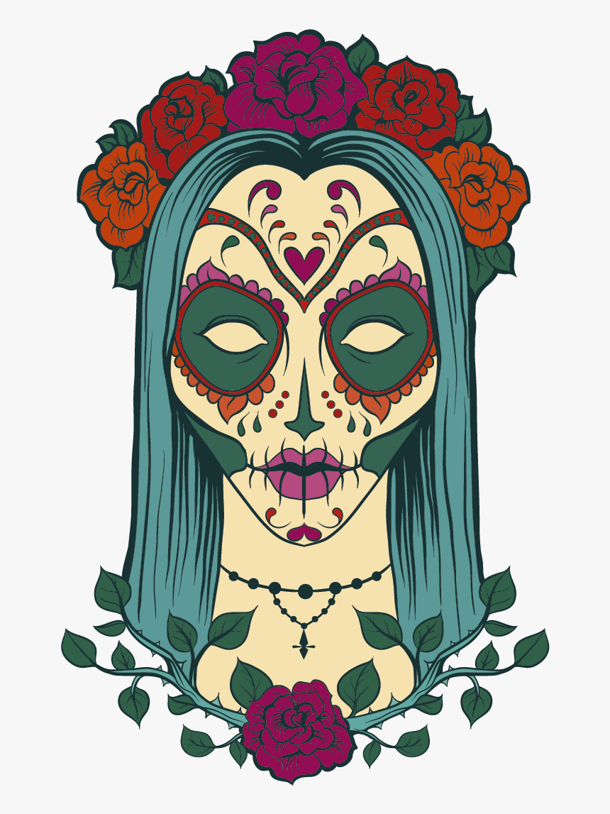 Sugar Skull Female Day Of The Dead, HD Png Download