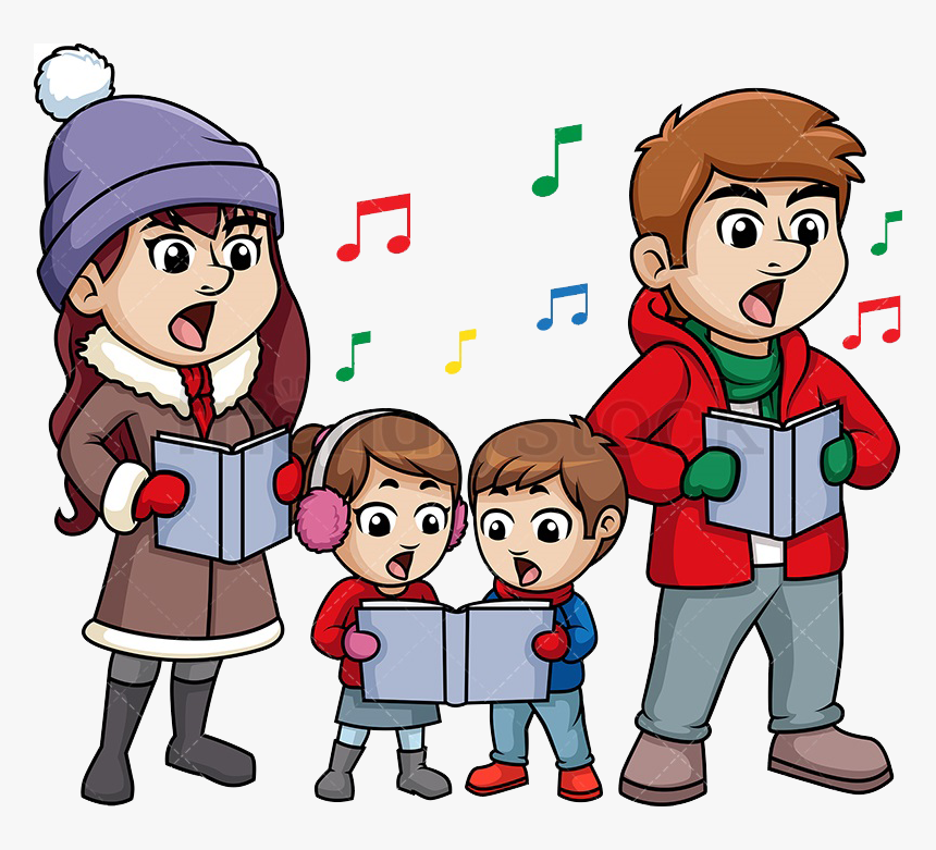 Christmas Carols Png Image File - Family Singing Christmas Carols Clipart, Transparent Png