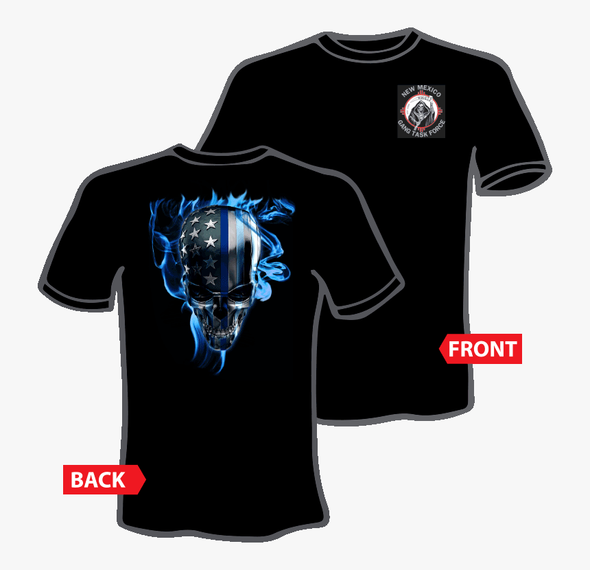 Blue Flame Skull T-shirt - Active Shirt, HD Png Download