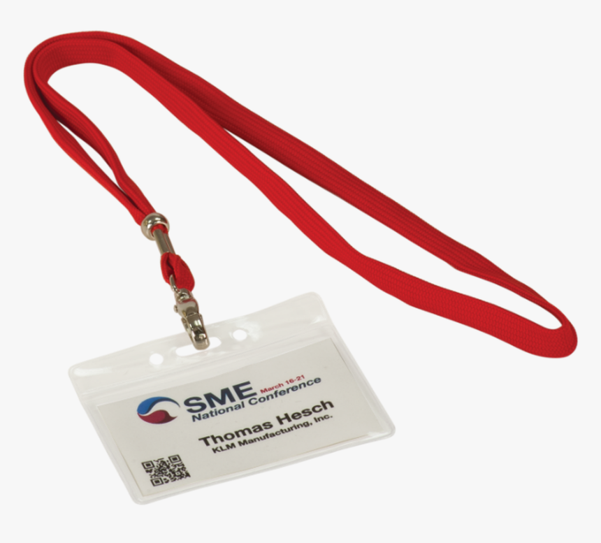 Clear Plastic Badge Holder With 36 Long Red Lanyard - Red Lanyard With Plastic Holder, HD Png Download