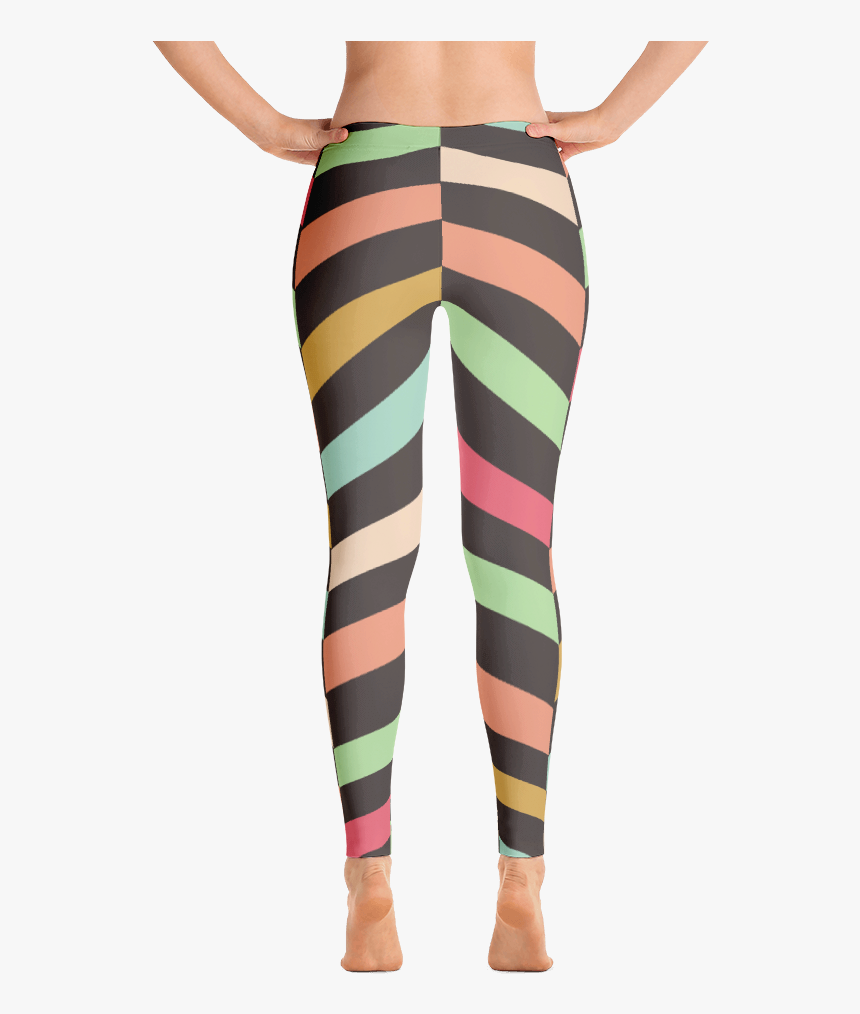 Retro Striped Leggings - Plus Womens Black And Orange Striped Leggings, HD Png Download