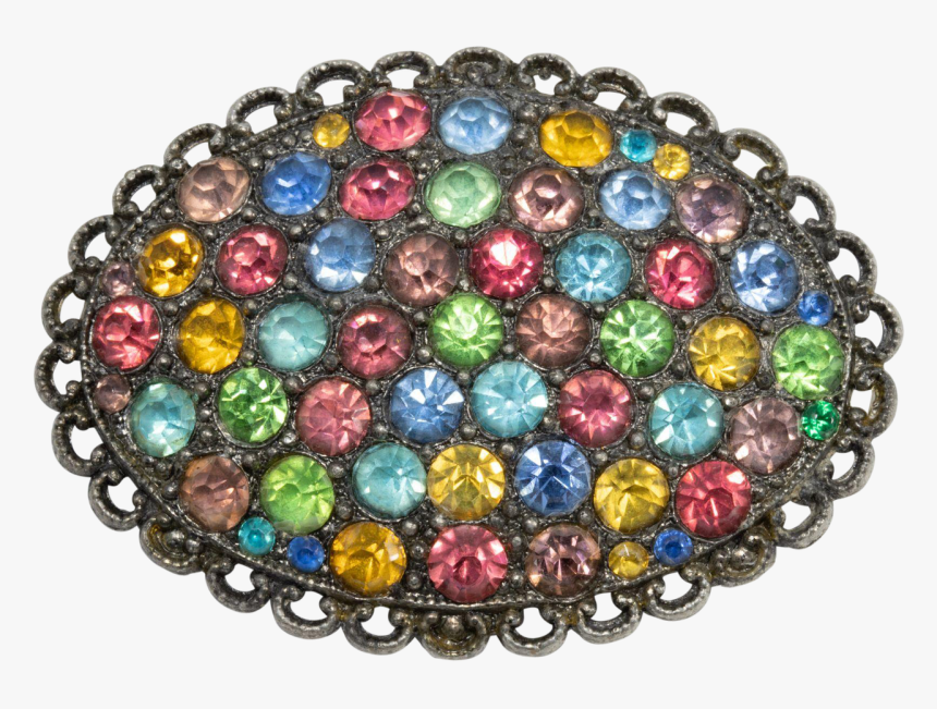 Vintage Fruit Salad Rhinestone Pot Metal Silver Tone, HD Png Download