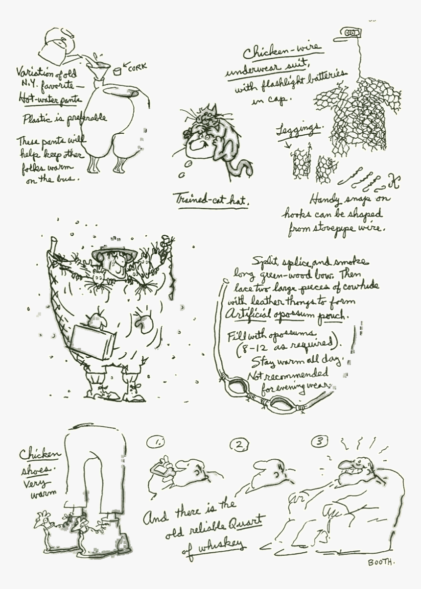 [thumbnail For George-booth Keeping Warm 1973 New Yorker - Drawing, HD Png Download