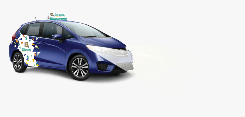 Our Driving School Fit Car With Lights On - Hatchback, HD Png Download