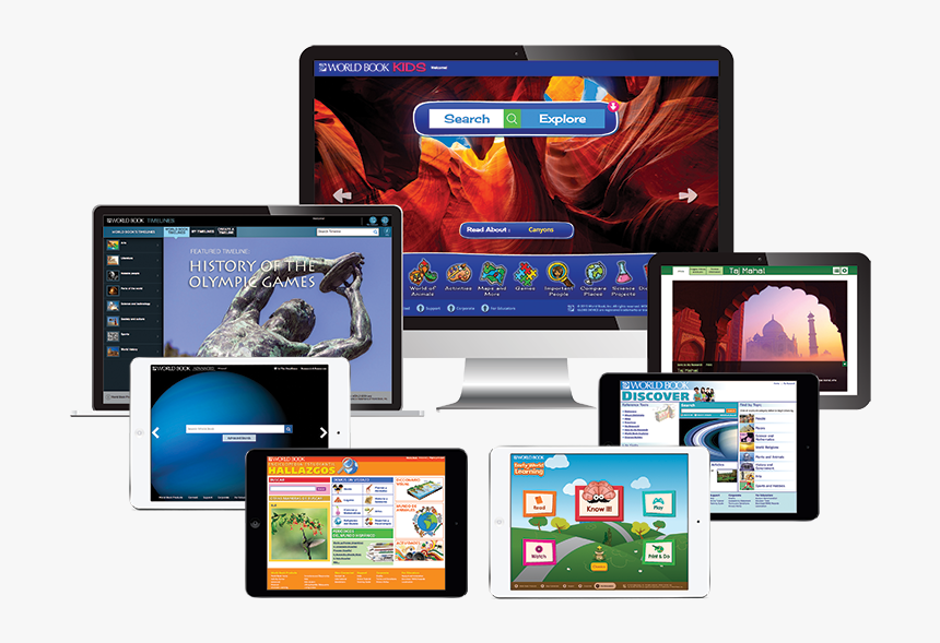 Access World Book Online On Mobile Device, HD Png Download