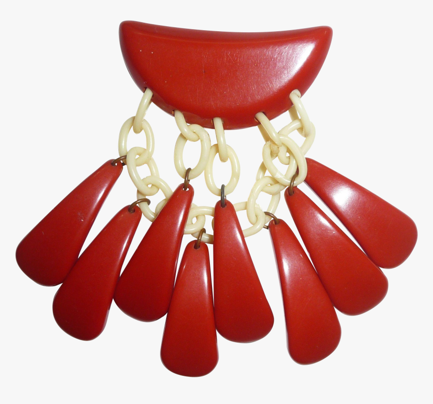 Rare Bakelite & Celluloid Red Geometric Tear Drop Dangle - Earrings, HD Png Download