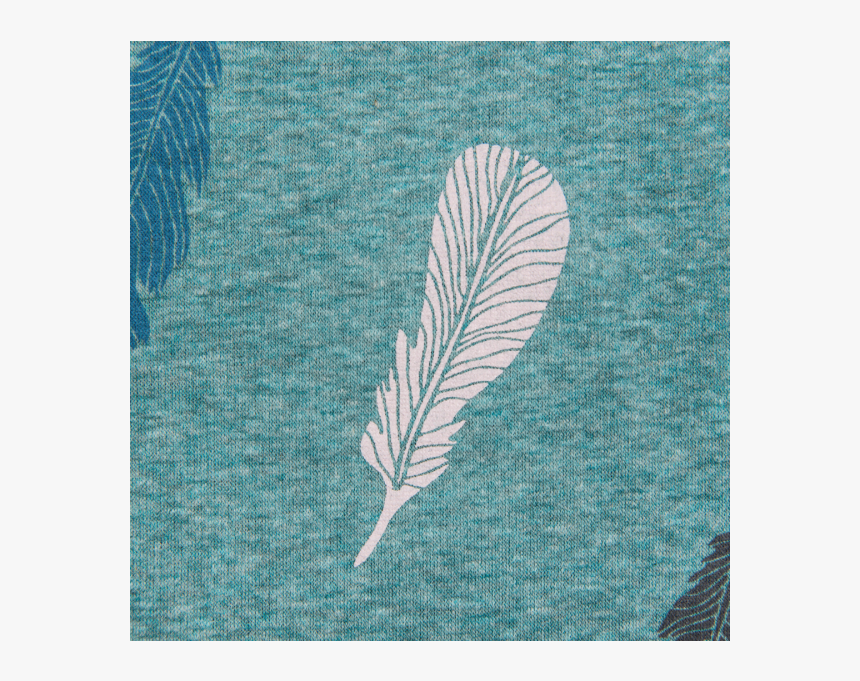 Cotton Fleece Jogging Printed Feathers Dusty Green - Illustration, HD Png Download