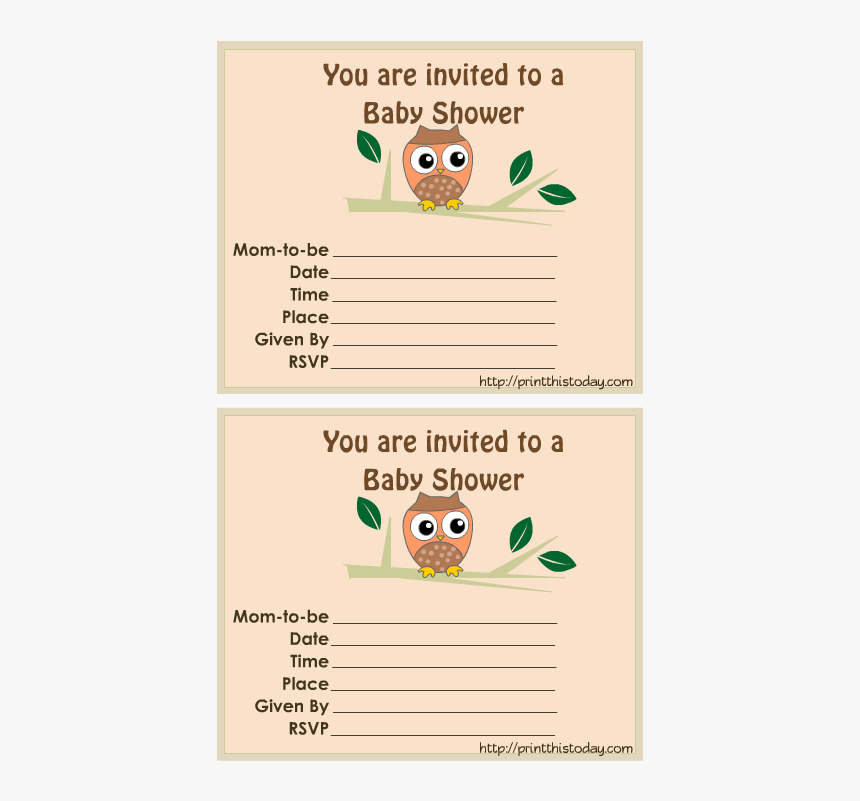 Free Printable Owl Baby Shower Invitations - Party, HD Png Download