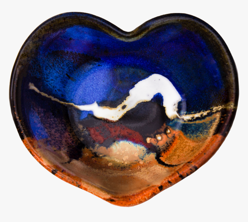 Cobalt Blue And Toasted Orange Heart Bowl - Heart, HD Png Download