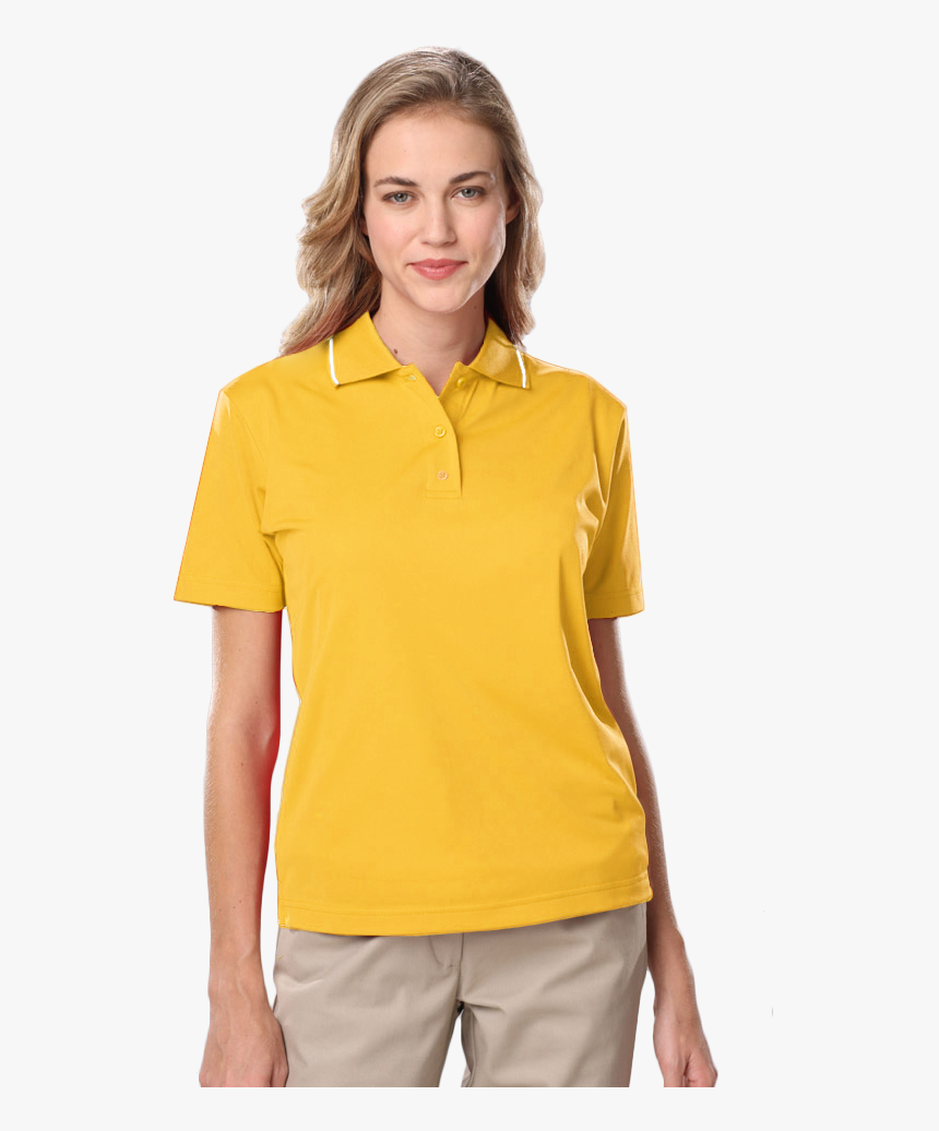 Ladies Wicking Piped Polo - Polo Shirt, HD Png Download