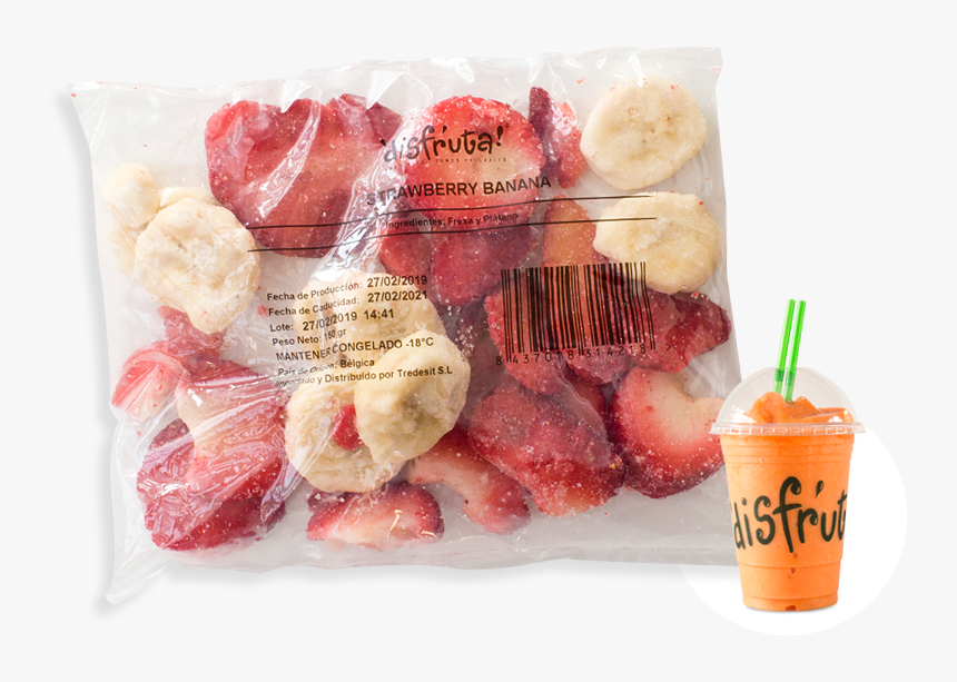 Bolsa Smoothie Fruta Iqf Fresa Plátano Take Away Marca - Frutas Congeladas En Bolsa, HD Png Download