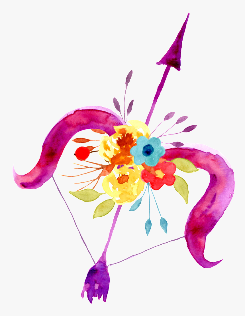 Flower Bow And Arrow Cartoon Transparent - Happy Birthday Sagittarius Woman, HD Png Download
