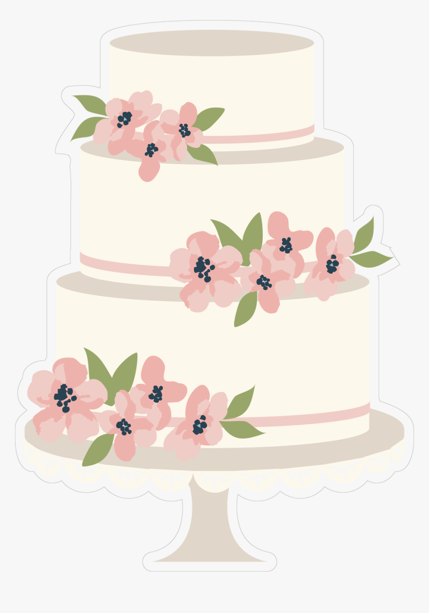 Wedding Cake With Flowers Print & Cut File - Wedding Cake, HD Png Download