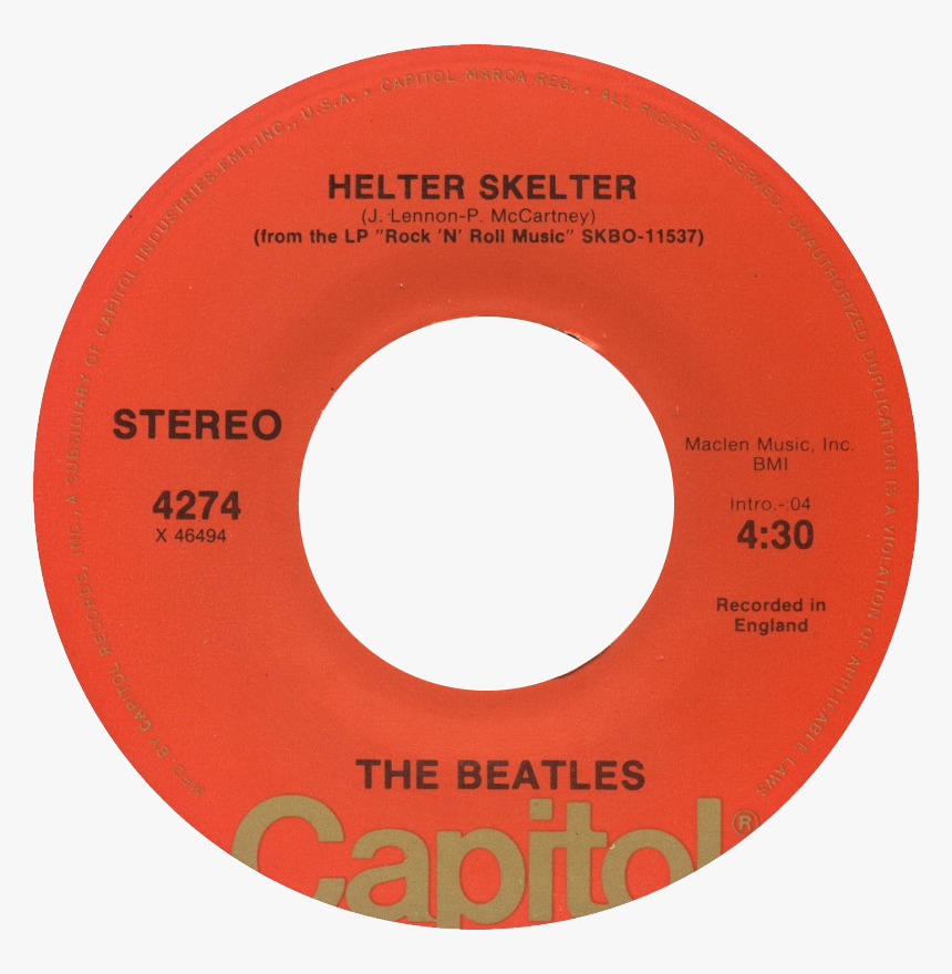 Helter Skelter By The Beatles B-side Label Us Vinyl - Label, HD Png Download