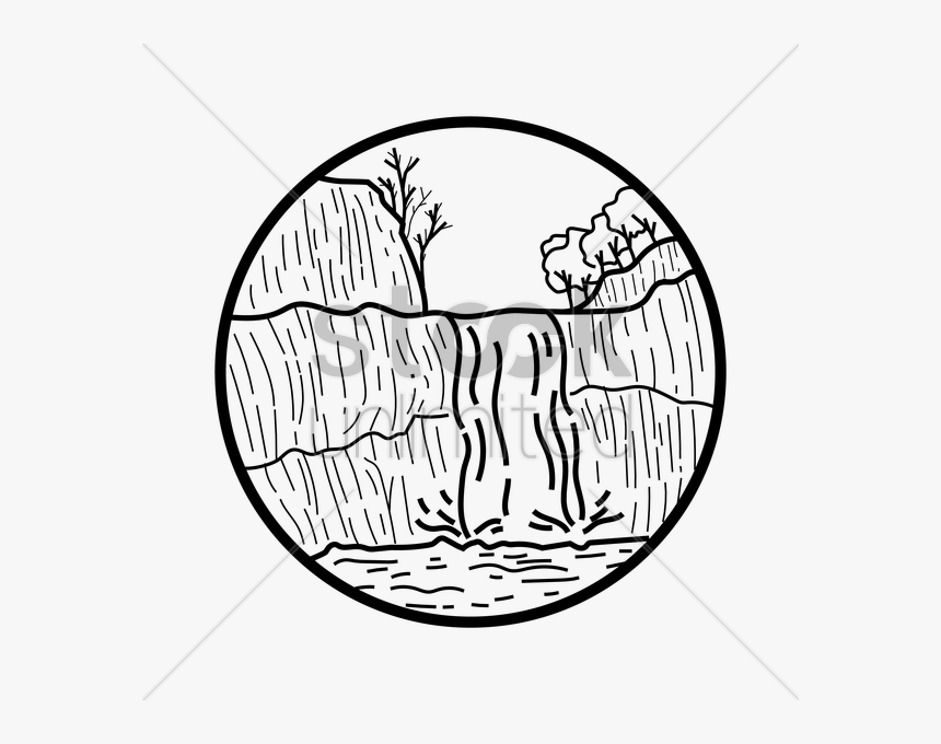Drawing Detail Waterfall - Waterfall Clear Vector, HD Png Download