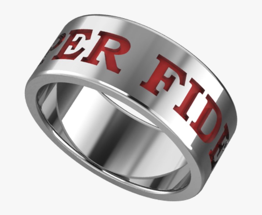 Semper Fidelis Band W/red Background - Titanium Ring, HD Png Download