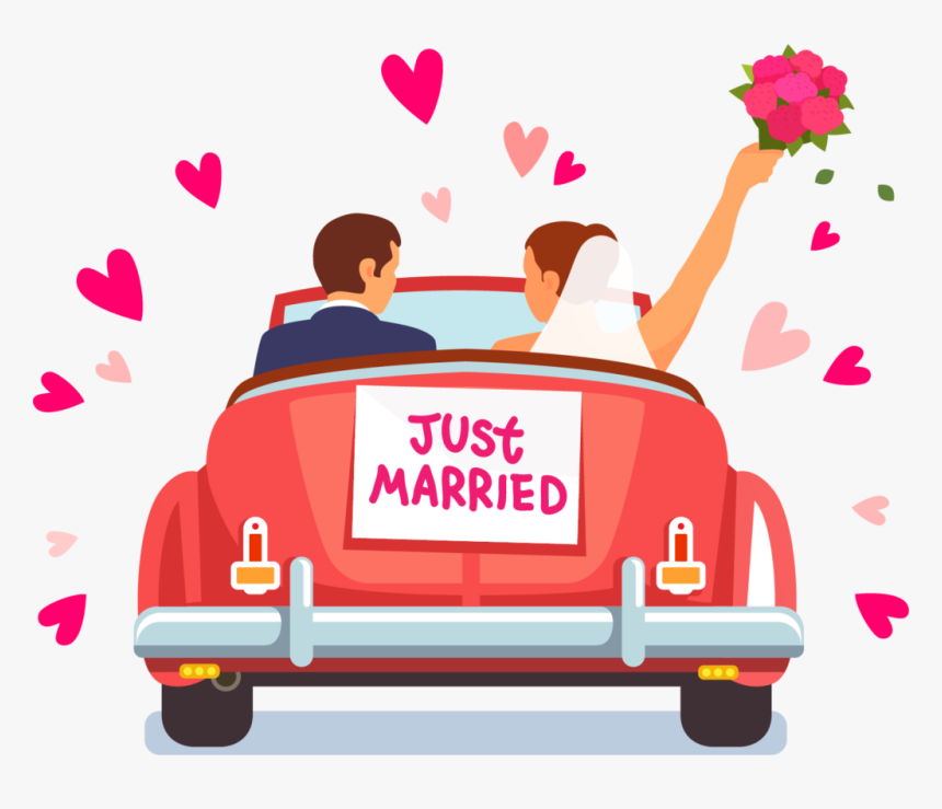 Royalty Free Art Marriage - Just Married Red Car, HD Png Download