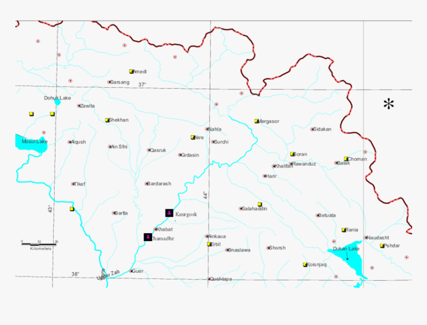 Download Map Of Iraq Showing The Studying Sites On - Atlas, HD Png Download