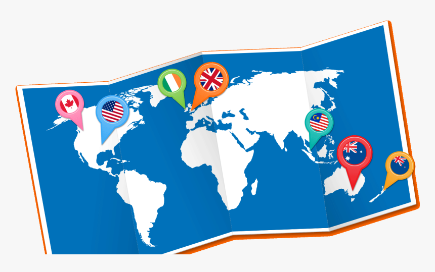 White World Map On Black Background, HD Png Download